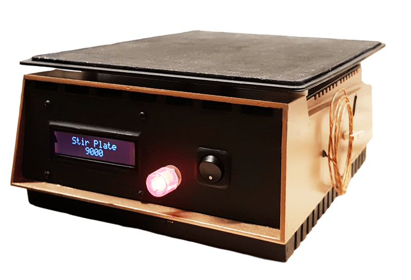 Finished chemistry stir plate with LCD display and controls