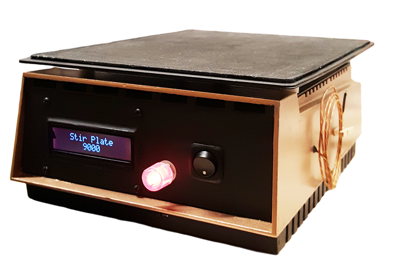 Finished chemistry stir plate with LCD display and controls