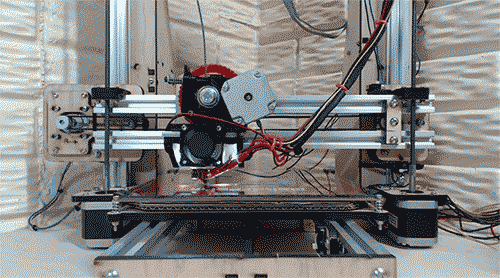3D printing animation of LCD mounting bracket on Prusa i3